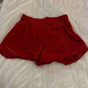 lululemon red hotty hot shorts 4 inch
